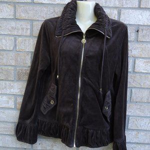 NWT. SIZE L. Adrienne Vittadini velour full zipper front jacket.